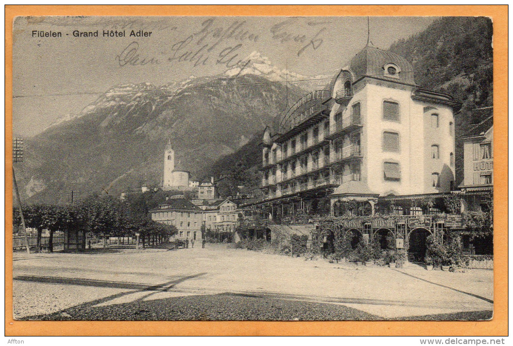 Fluelen Grand Hotel Adler 1914 Postcard - Flüelen