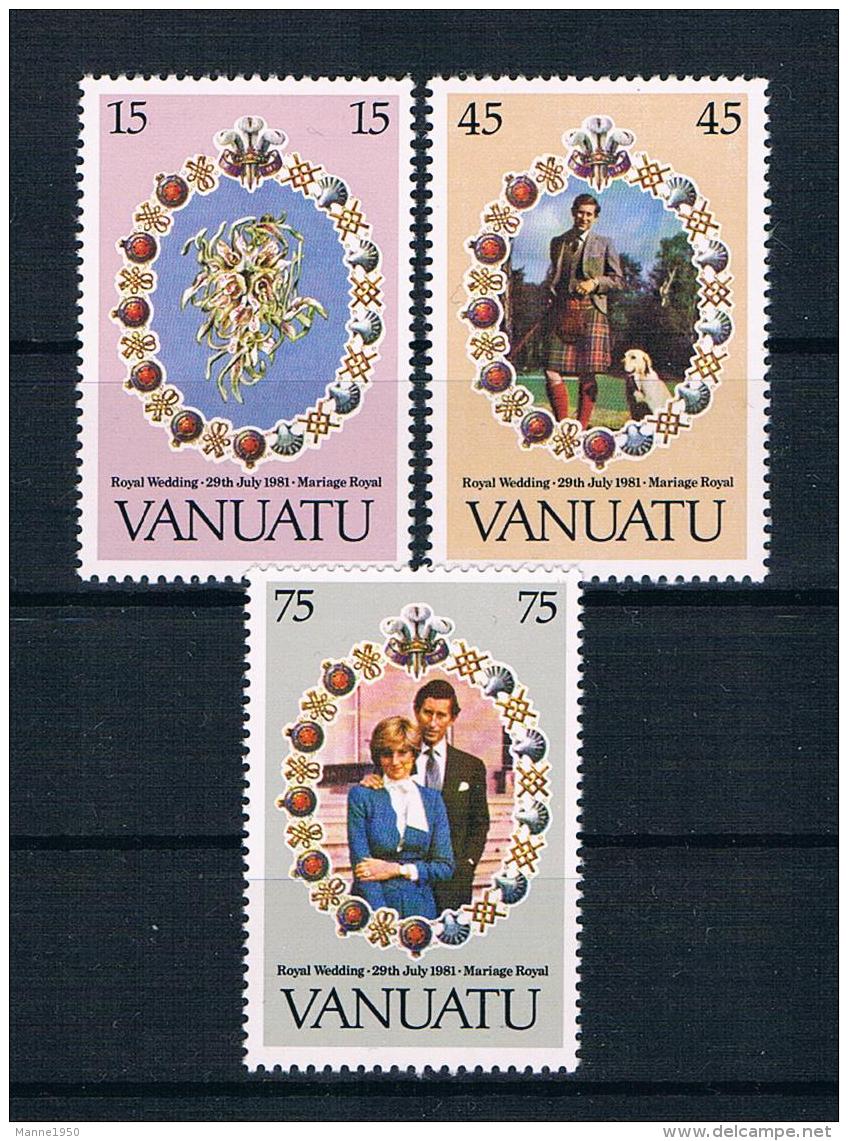 Vanuatu 1981 Royal Wedding - Charles Und Diana Mi.Nr. 606/08 Kpl. Satz ** - Vanuatu (1980-...)