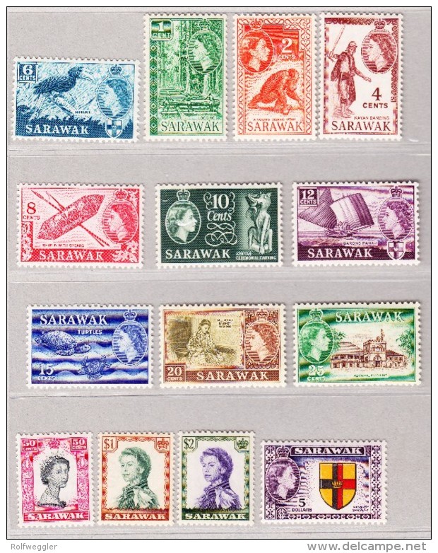 Sarawak 1957 SG#188-202 ** 14 Werte (ohne 19B 1955) - Sarawak (...-1963)