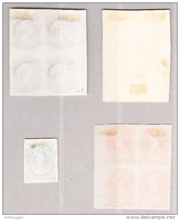 Kanada Neuschotland 1860 Probedruck 1, 2 Und 10c Im Viererblock Und 8c Einzel - Unused Stamps