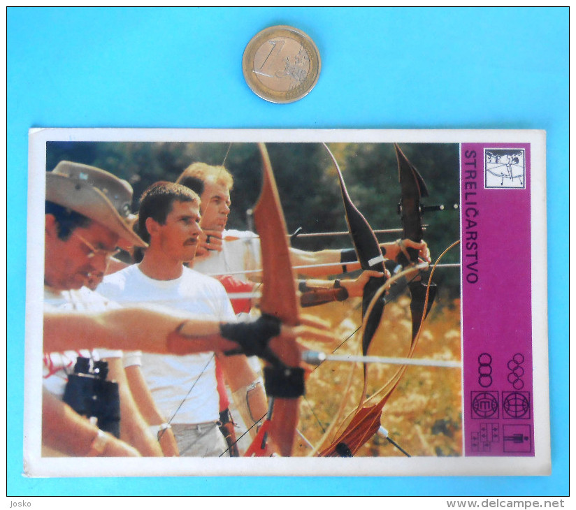 ARCHERY - Yugoslav Vintage Trading Card ** VERY LARGE SIZE ** Tir à L´arc Bogenschießen Tiro Con L´arco Tiro Al Arco - Tir à L'Arc