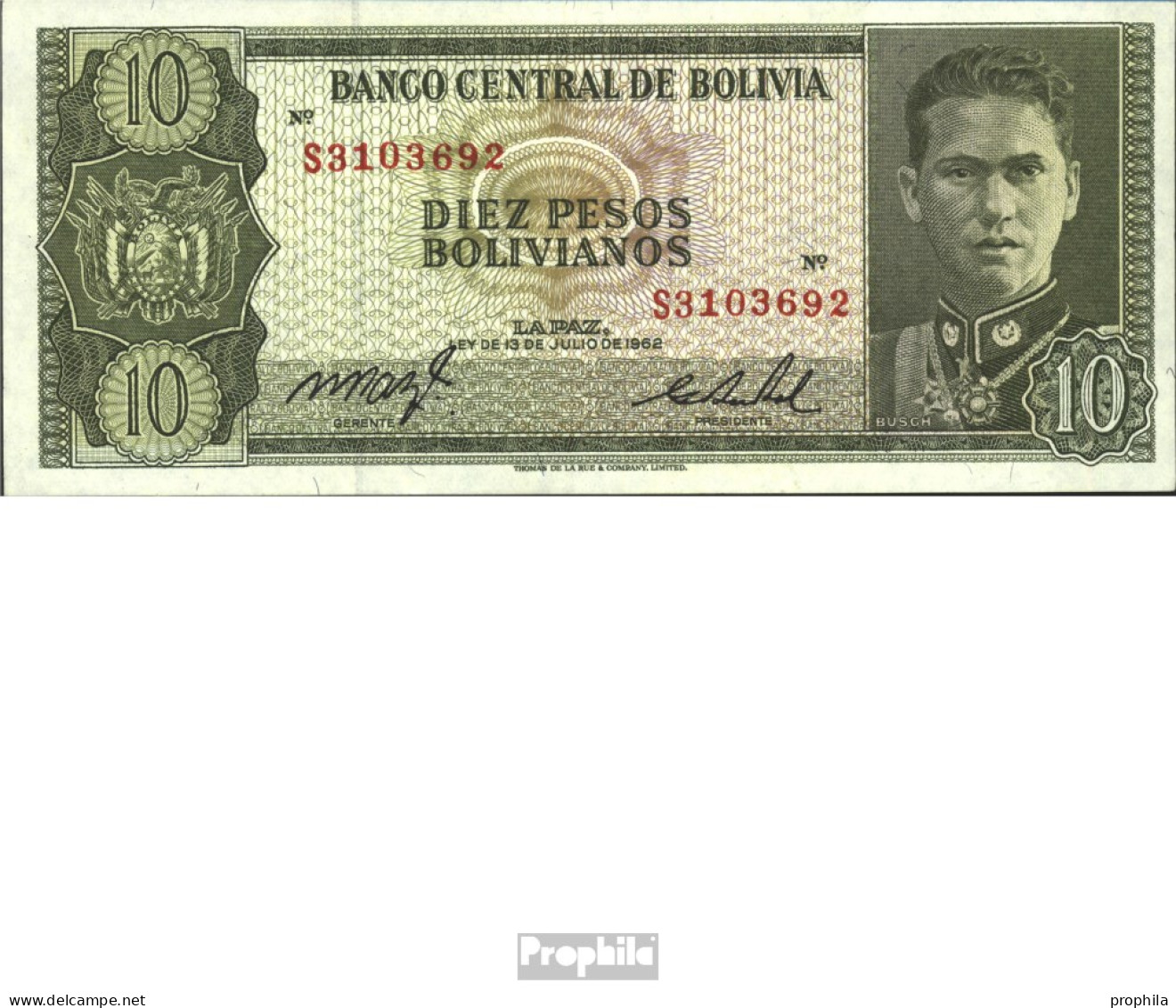 Bolivien Pick-Nr: 154a Bankfrisch 1962 10 Pesos Boliv. - Bolivien