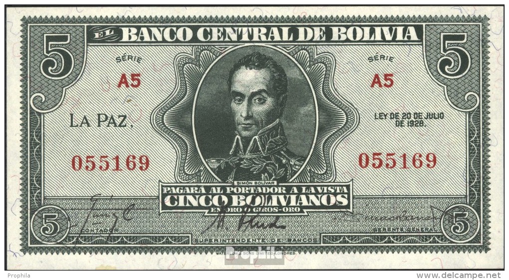 Bolivien Pick-Nr: 129 Bankfrisch 1928 5 Bolivianos - Bolivie