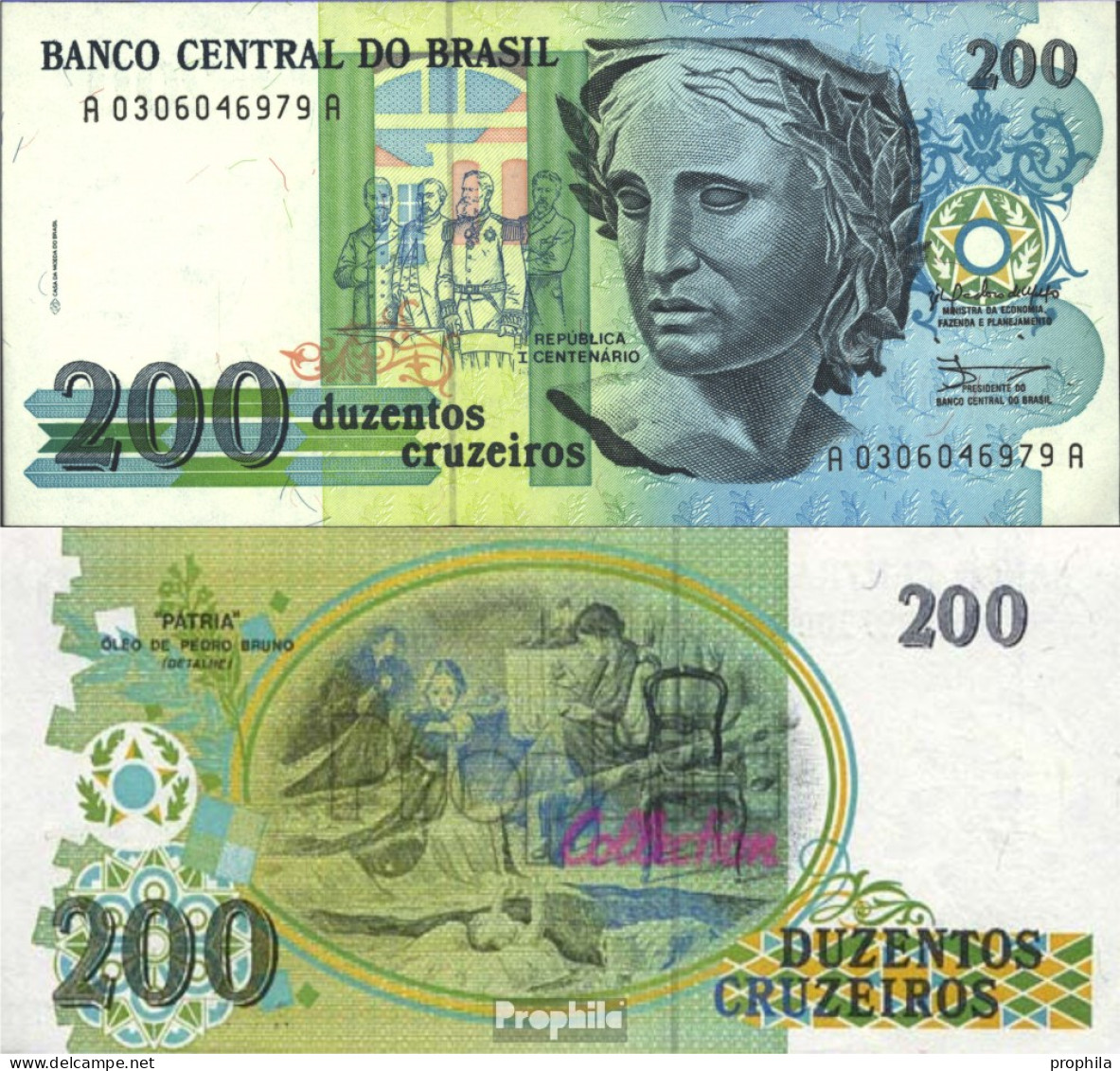 Brasilien Pick-Nr: 229 Bankfrisch 1990 200 Cruzeiros - Brasilien