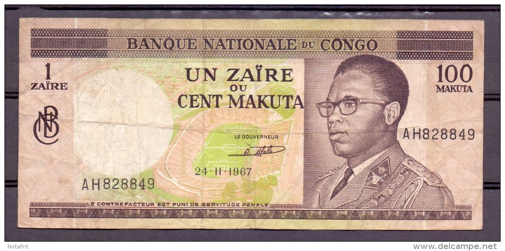 Congo  1 Zaire 100 Makuta 1967 VF - République Démocratique Du Congo & Zaïre