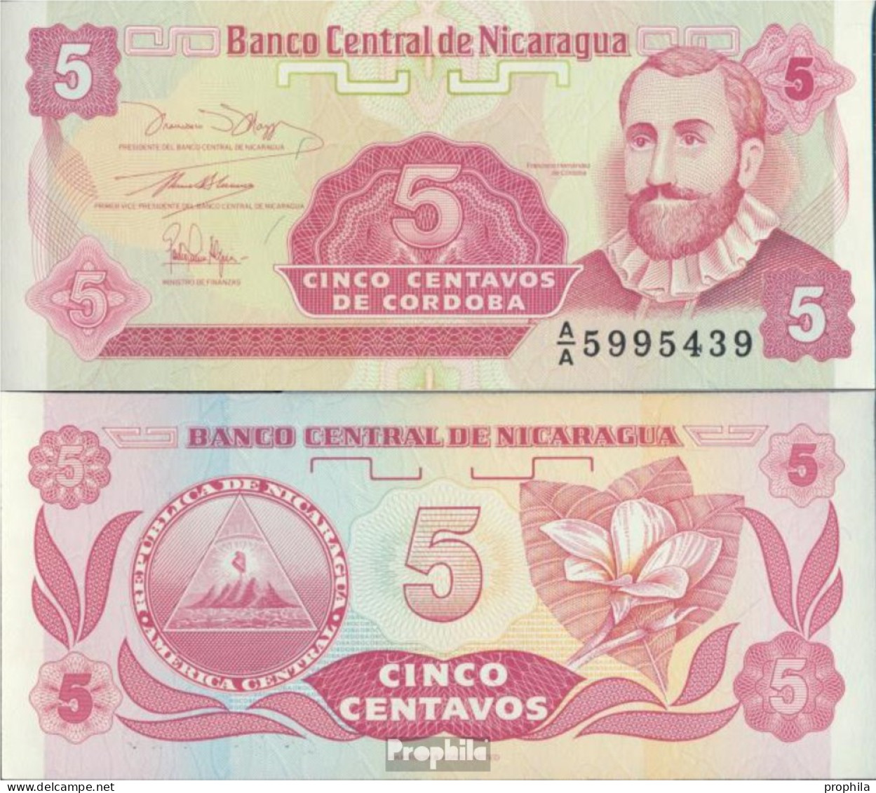 Nicaragua Pick-Nr: 168a Bankfrisch 1991 5 Centavos - Nicaragua