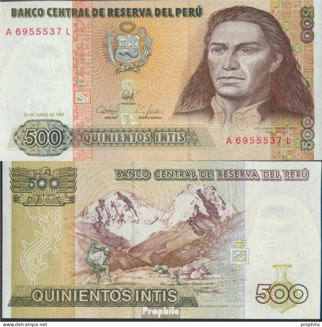 Peru Pick-Nr: 134b Bankfrisch 1987 500 Intis - Peru