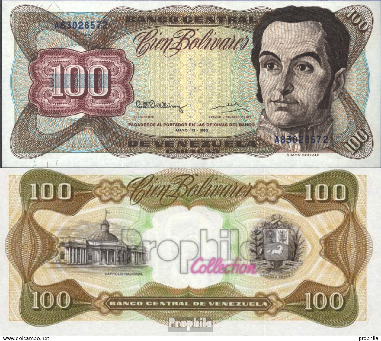 Venezuela Pick-Nr: 66d Bankfrisch 1992 100 Bolivares - Venezuela