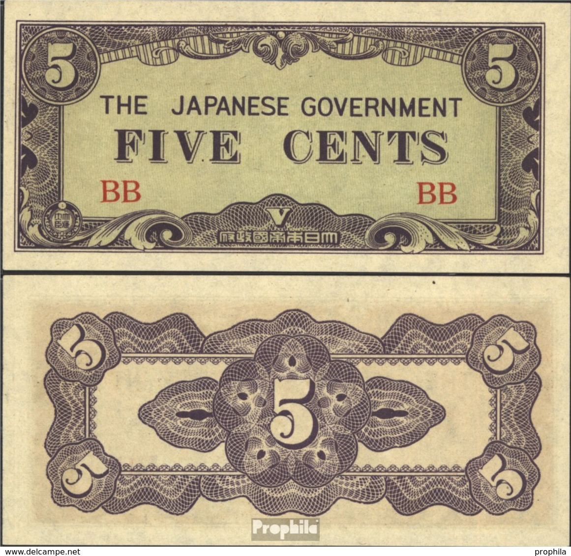 Birma Pick-Nr: 10a Bankfrisch 1942 5 Cents - Myanmar