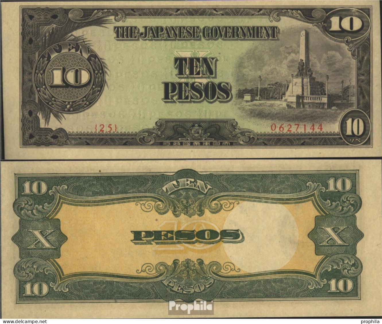 Philippinen Pick-Nr: 111a Bankfrisch 1943 10 Pesos - Philippinen