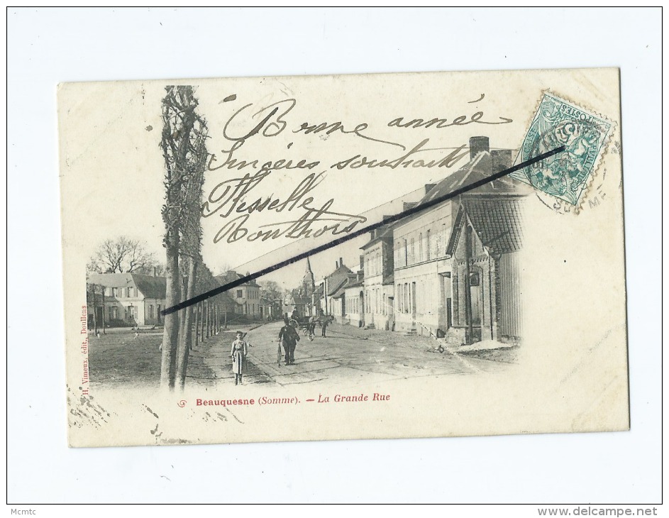 CPA Décollée , Souple - Beauquesne  - La Grande Rue - Beauquesne