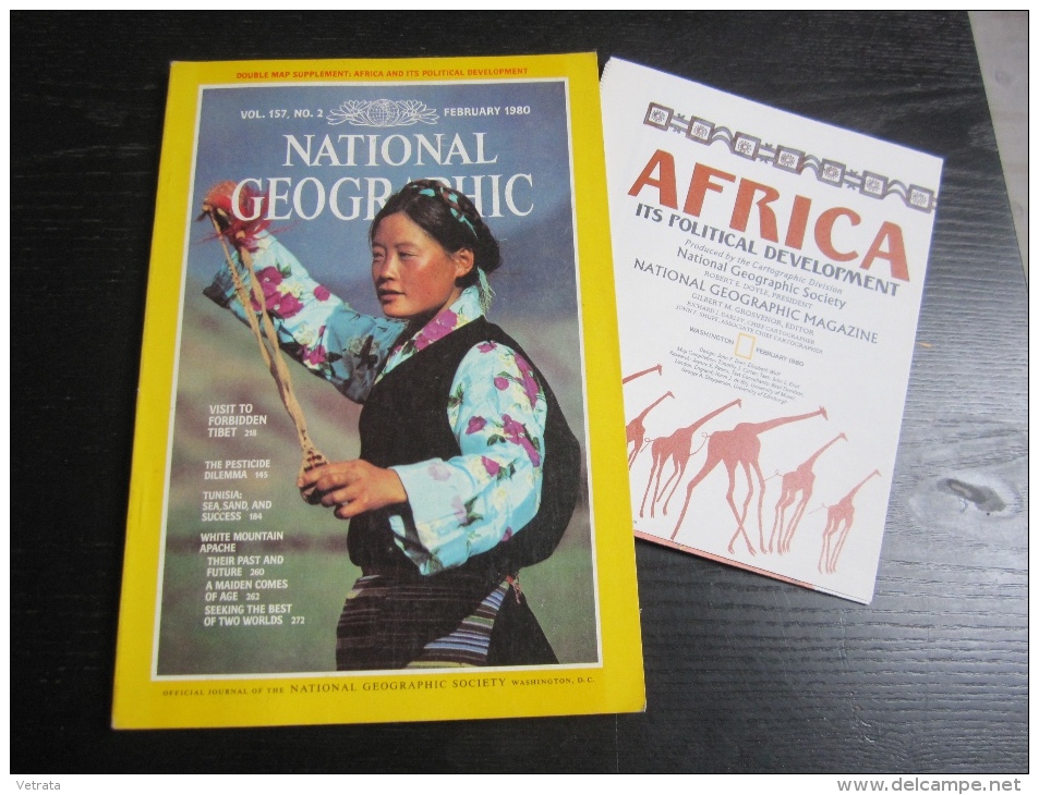 NATIONAL GEOGRAPHIC Vol. 157, N°2 1980 : Tibet - Tunisie - White Mountain Apache (Avec Carte : Africa And Its Political - Aardrijkskunde