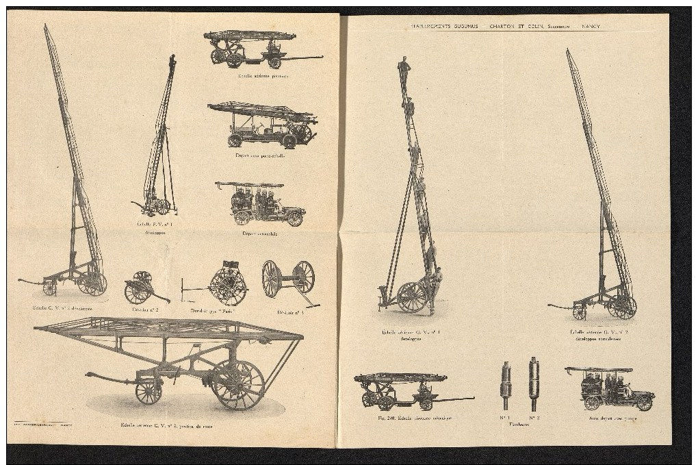 Prospectus - Sapeurs-pompiers – Matériel D'incendie Automobile Et A Bras Tous Systèmes - Nancy - Chaton Et Colin - Firemen