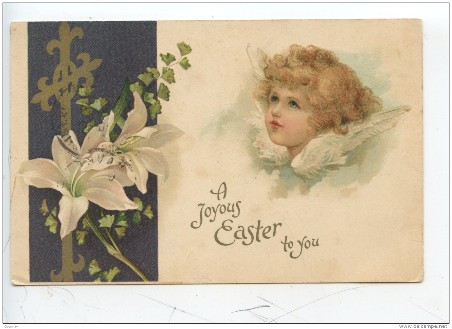 A Joyous Easter Tu You (ange Croix Dorée Fleur De Lys Feuilles Ginkgo Biloba) - Saint-Nicolas