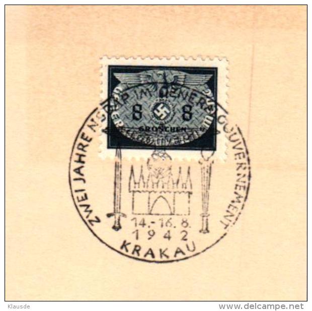 MiNr.17D Auf Briefstück Deutsches Reich Generalgouvernement Dienstpost - Generalregierung