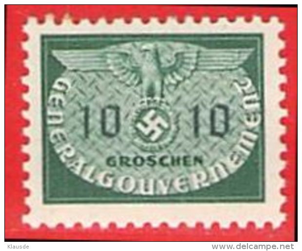 MiNr.18 Xx  Deutschland Besetzungsausgaben II. Weltkrieg Generalgouvernement Dienstmarken - Generalregierung