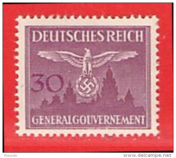 MiNr.32 Xx  Deutschland Besetzungsausgaben II. Weltkrieg Generalgouvernement Dienstmarken - Besetzungen 1938-45