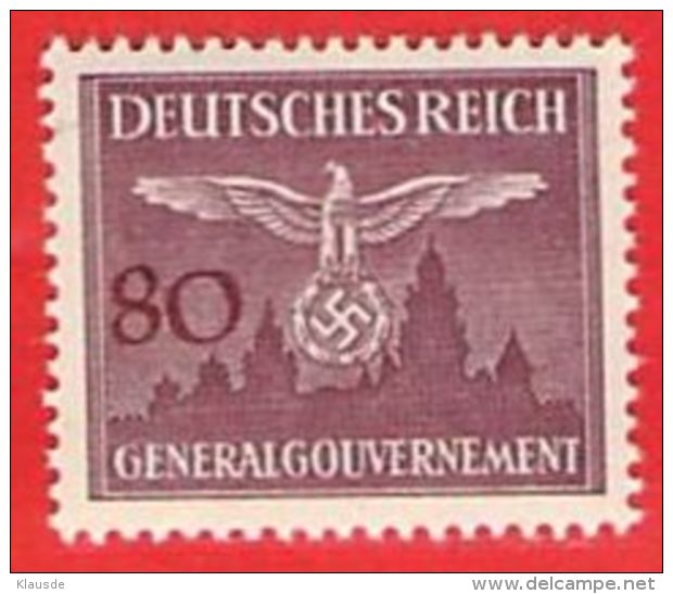 MiNr.35 Xx  Deutschland Besetzungsausgaben II. Weltkrieg Generalgouvernement Dienstmarken - Bezetting 1938-45