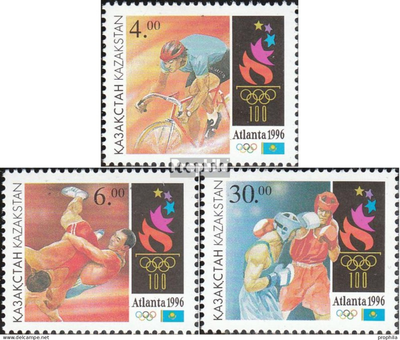 Kasachstan 123-125 (kompl.Ausg.) Postfrisch 1996 Olympische Spiele Der Neuzeit - Kasachstan