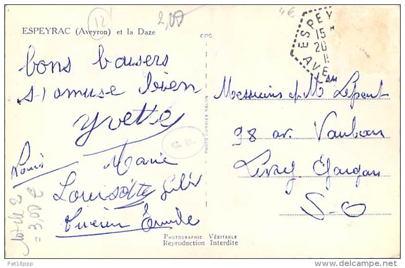 12 - ESPEYRAC - Petit Lot De 2 CPSM Dentelées Format CPA 1955 Années 50/60 - Aveyron - Other & Unclassified