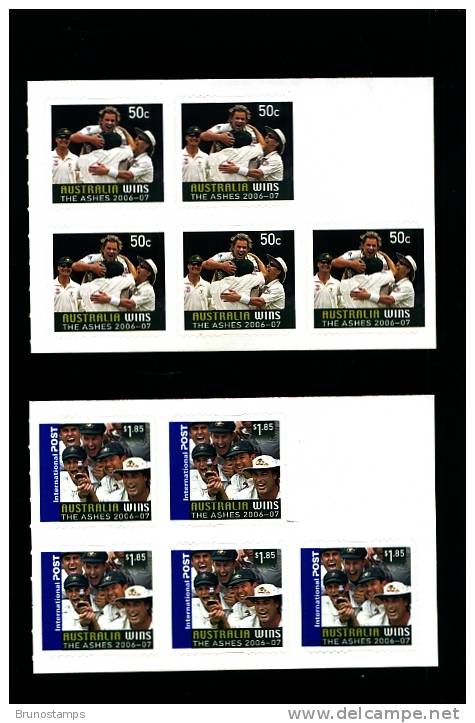 AUSTRALIA - 2007  AUSTRALIA WINS THE ASHES TWO SELF-ADHESIVE  SHEETLETS  MINT NH - Blocchi & Foglietti