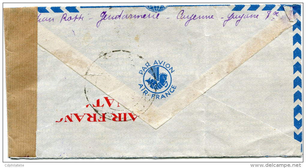 GUYANE LETTRE PAR AVION CENSUREE DEPART CAYENNE 7-12-40 GUYANE FRANCAISE POUR LA FRANCE - Cartas & Documentos