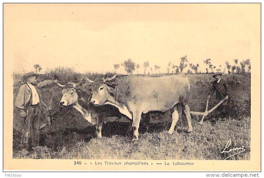 AGRICULTURE Le Labourage - " Les Travaux Champêtre " Attelage De Deux Boeufs - CPA - - Cultures