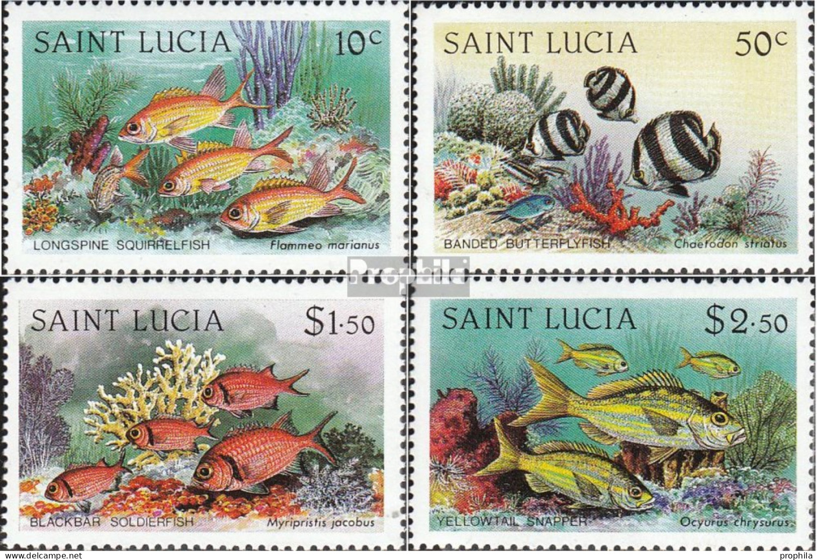 St. Lucia 607-610 (kompl.Ausg.) Postfrisch 1983 Fische - St.Lucia (1979-...)