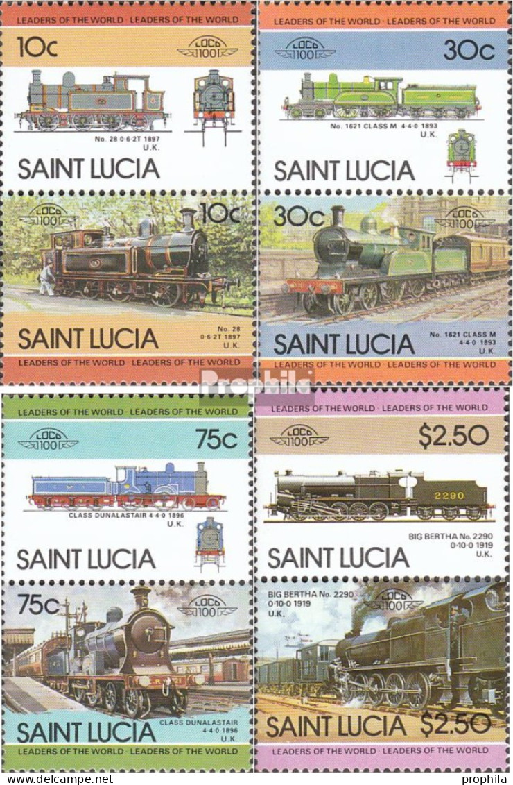 St. Lucia 775-782 Paare (kompl.Ausg.) Postfrisch 1985 Lokomotiven - St.Lucia (1979-...)