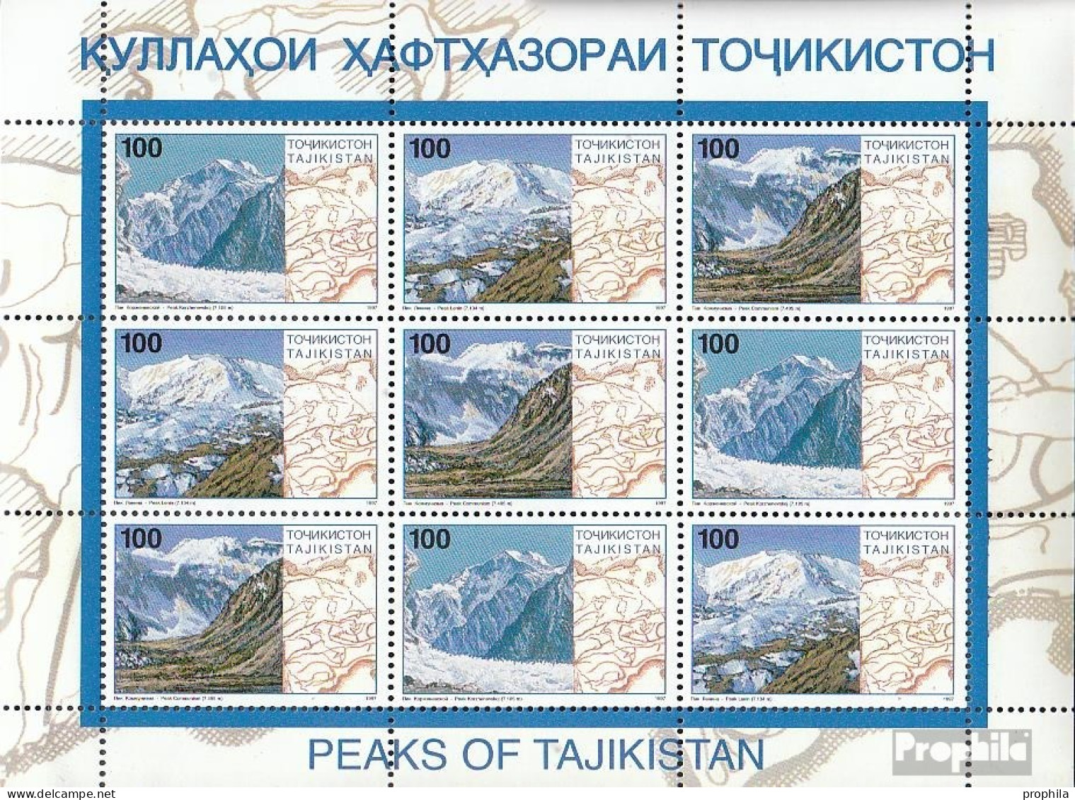 Tadschikistan 109-111 Kleinbogen (kompl.Ausg.) Postfrisch 1997 Pamirgebirge - Tadschikistan