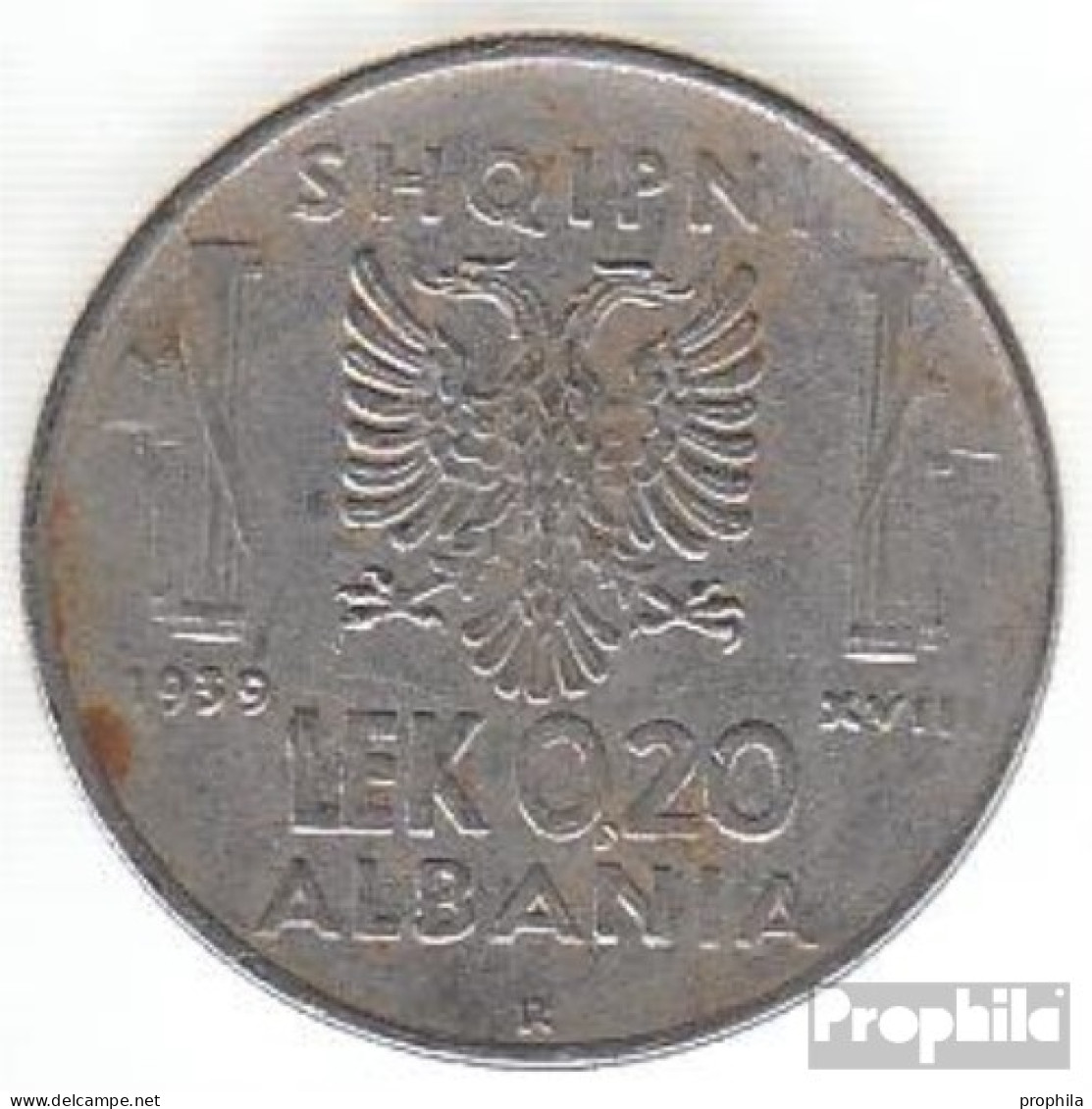 Albanien KM-Nr. : 29 1939 R Sehr Schön Stahl Sehr Schön 1939 0,20 Lek Italienische Besetzung - Albania