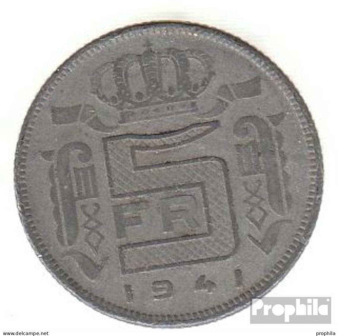 Belgien KM-Nr. : 130 1941 Sehr Schön Zink Sehr Schön 1941 5 Francs Leopold III. - 5 Francs