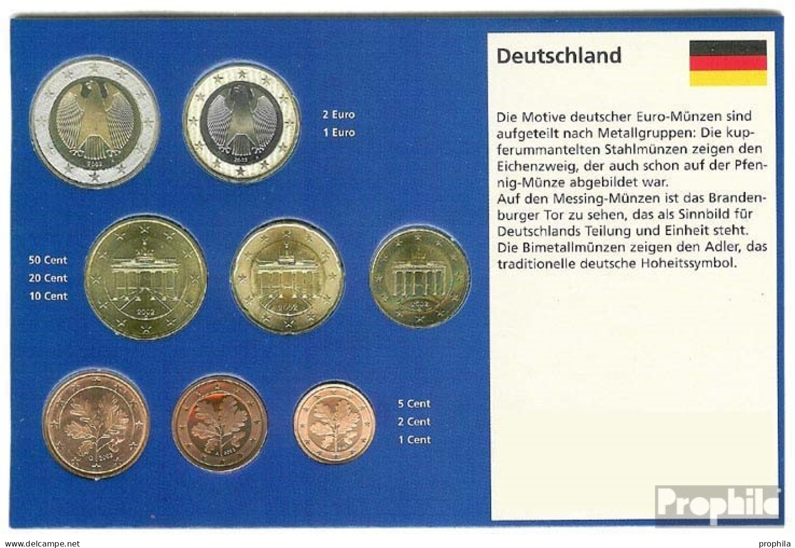 BRD (BR.Deutschland) 2002 D Stgl./unzirkuliert Kursmünzensatz Stgl./unzirkuliert 2002 EURO-Erstausgabe - Germany