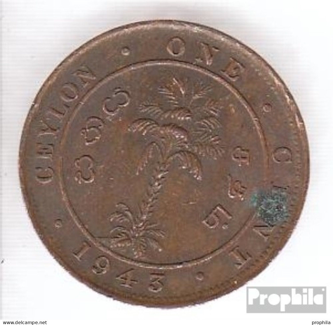 Ceylon KM-Nr. : 111 1943 Sehr Schön Bronze Sehr Schön 1943 1 Cent George VI. - Sri Lanka