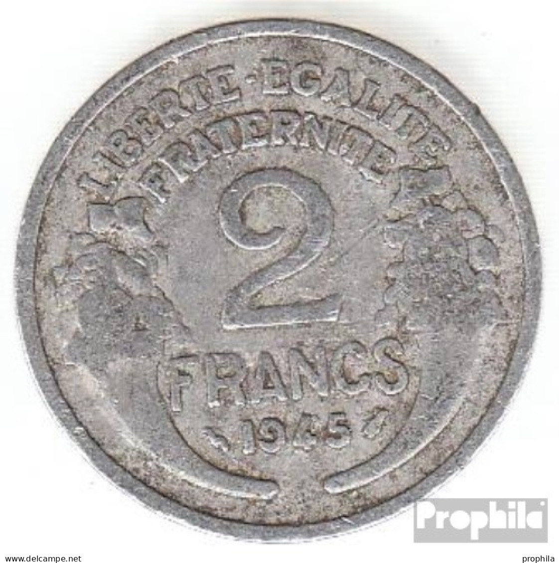 Frankreich KM-Nr. : 886 1945 Vorzüglich Aluminium Vorzüglich 1945 2 Francs Laureate - Sonstige & Ohne Zuordnung