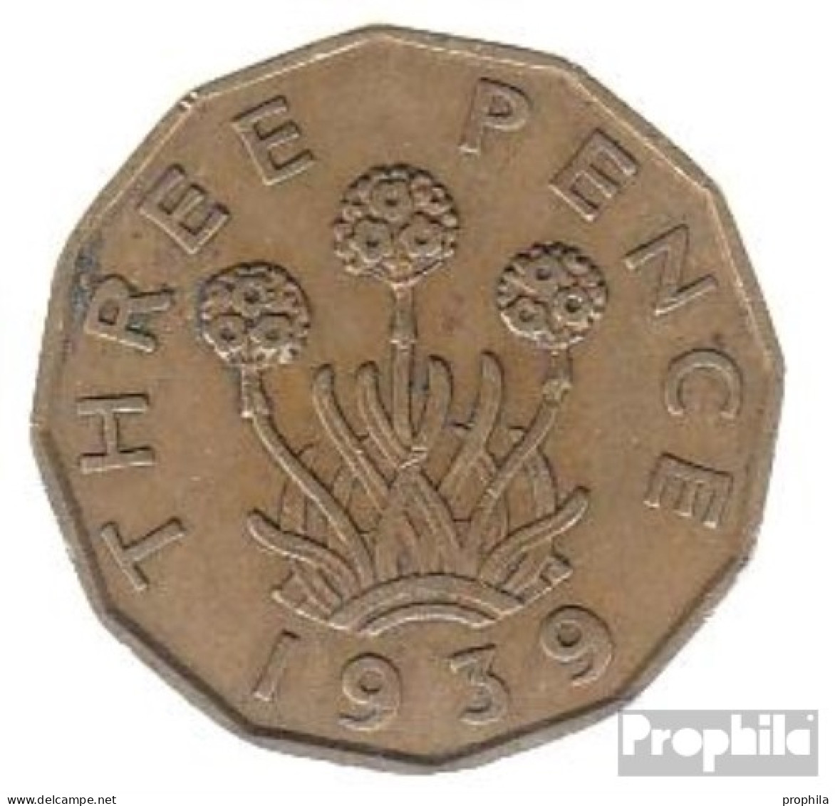 Großbritannien KM-Nr. : 849 1939 Sehr Schön Nickel-Messing Sehr Schön 1939 3 Pence George VI. - F. 3 Pence