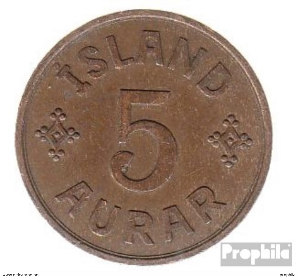 Island KM-Nr. : 7 1940 Sehr Schön Bronze Sehr Schön 1940 5 Aurar Gekröntes Monogramm - Island