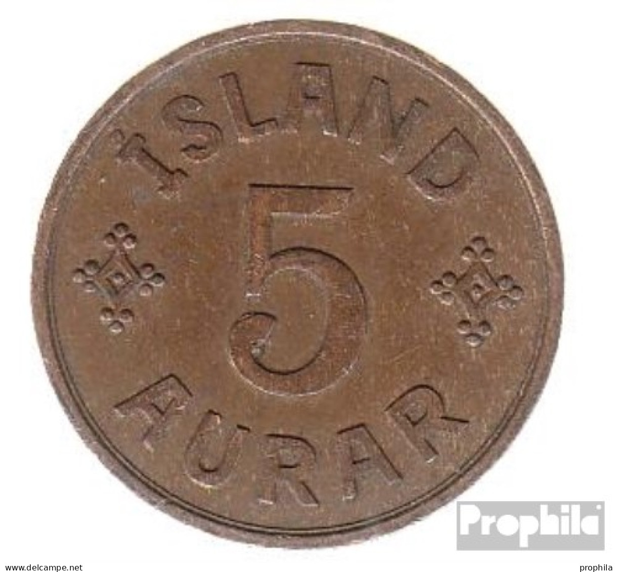 Island KM-Nr. : 7 1940 Vorzüglich Bronze Vorzüglich 1940 5 Aurar Gekröntes Monogramm - Island