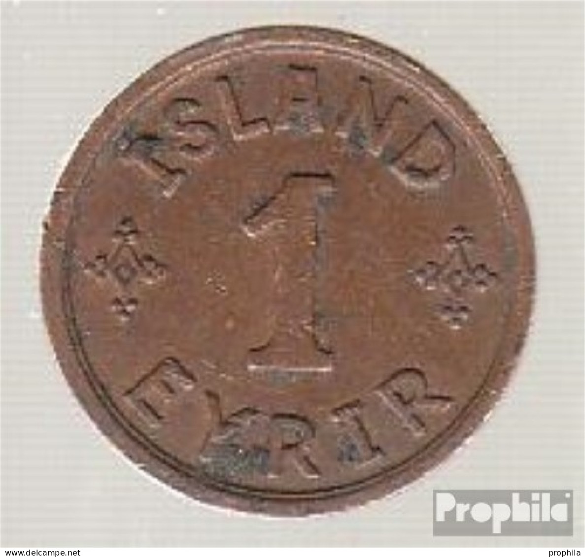 Island KM-Nr. : 5 1942 Vorzüglich Bronze Vorzüglich 1942 1 Eyrir Gekröntes Monogramm - Islandia