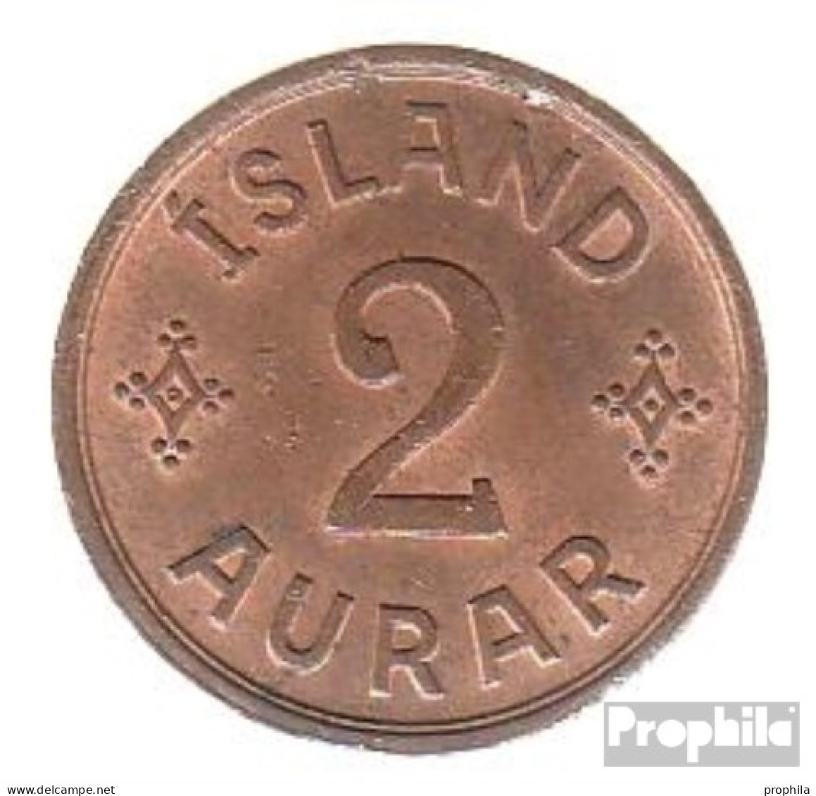 Island KM-Nr. : 6 1942 Vorzüglich Bronze Vorzüglich 1942 2 Aurar Gekröntes Monogramm - Islanda