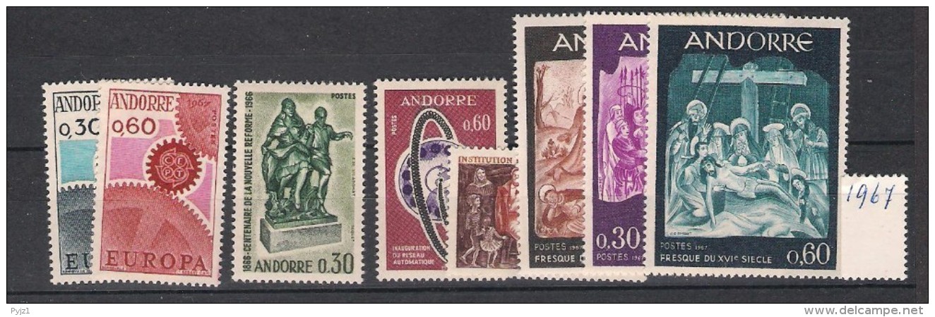 1967 MNH Andorra Fr,  Year Complete, Postfris - Années Complètes