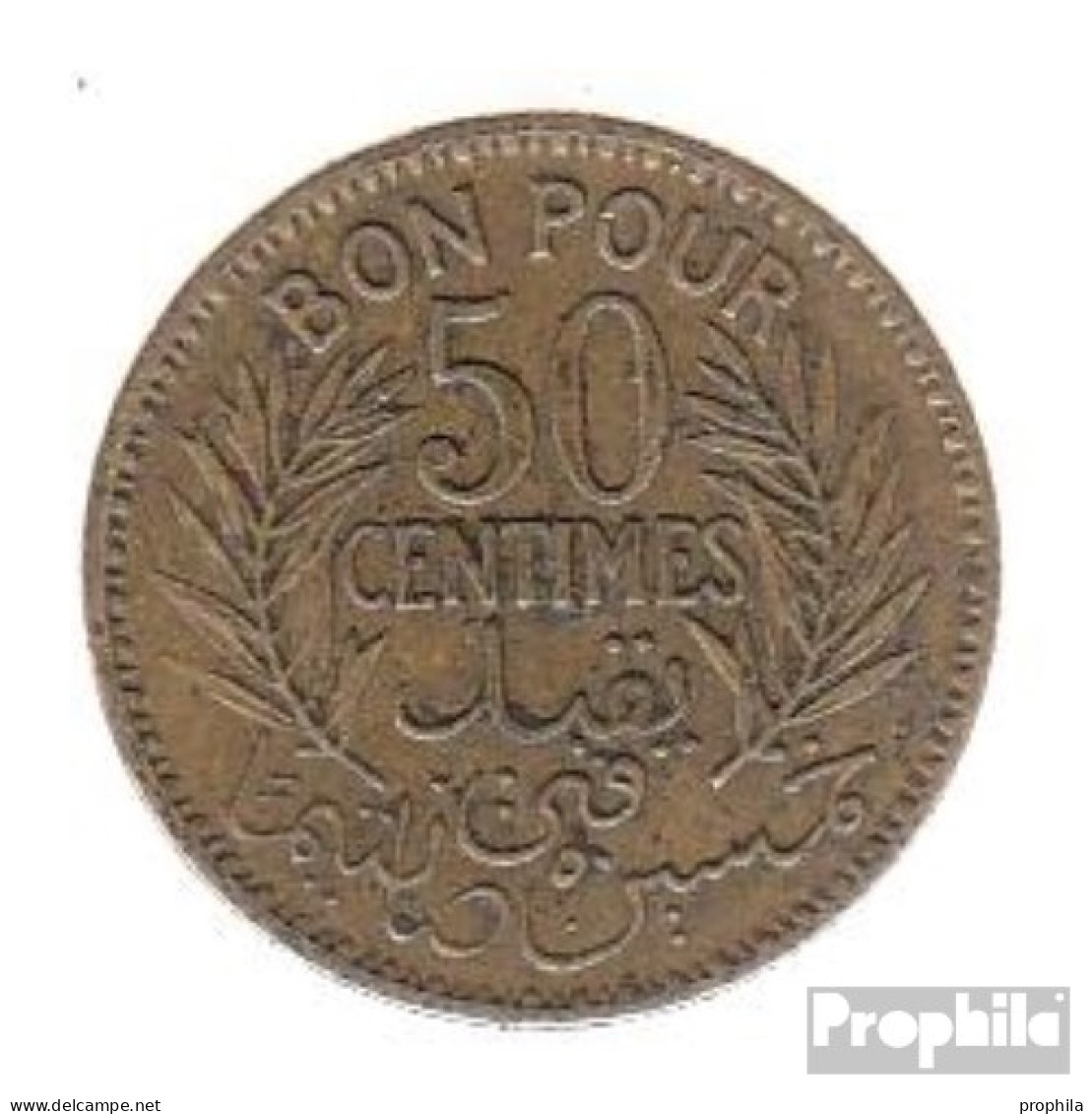 Tunesien KM-Nr. : 246 1945 Sehr Schön Alunimium-Bronze Sehr Schön 1945 50 Centimes Datum Im Kranz - Tunesien