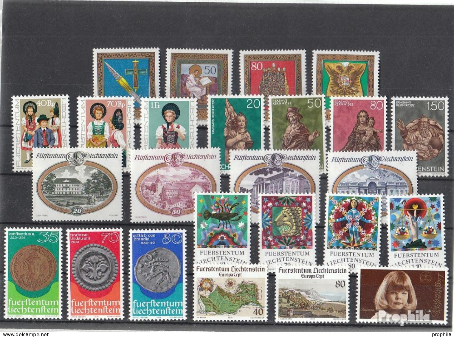 Liechtenstein 1977 Postfrisch Kompletter Jahrgang In Sauberer Erhaltung - Volledige Jaargang