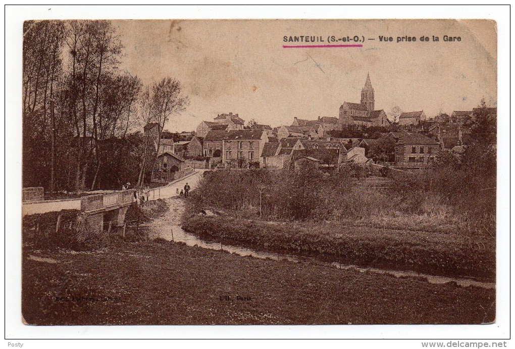 CPA - SANTEUIL - VUE PRISE DE LA GARE - Sépia - Ann 30 - - Santeuil