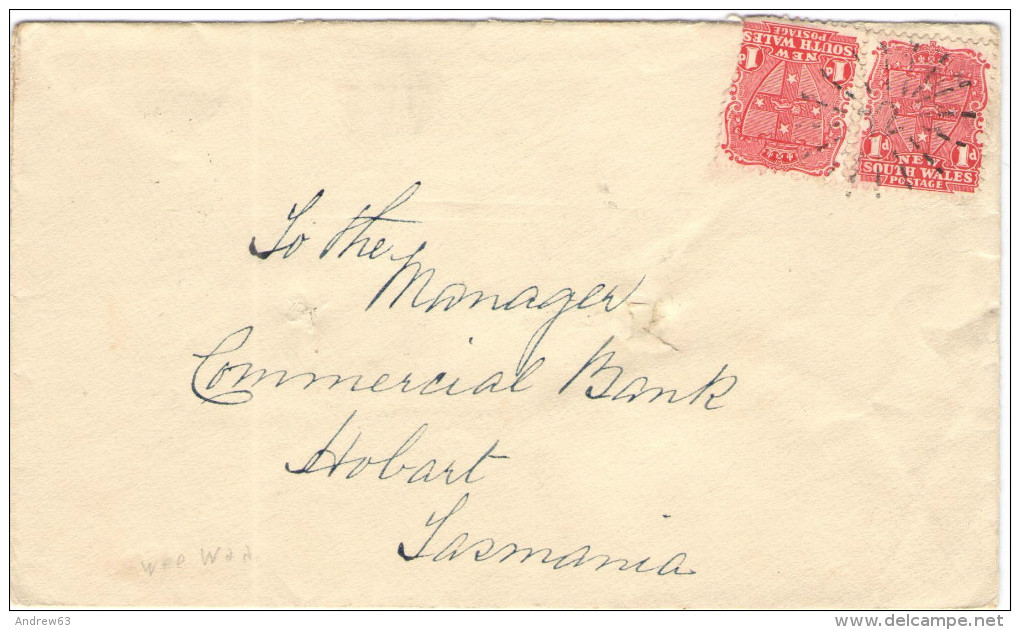 New South Wales - Australia - 1904 - 2 X 1d + Special Cancel - Viaggiata Da Nowra Per Sidney, Per Hobart, Tasmania - Covers & Documents