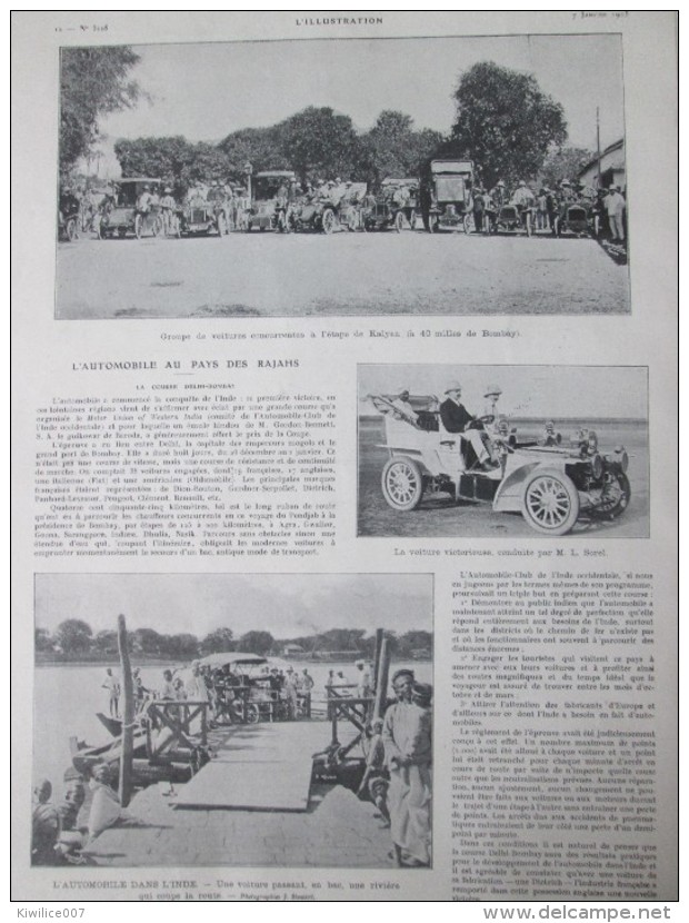 1905 L Automobile Au Pays Des Rajahs Inde  Course Auto  DEHLI-BOMBAY Rajah India Kalyan Race Car - Sin Clasificación