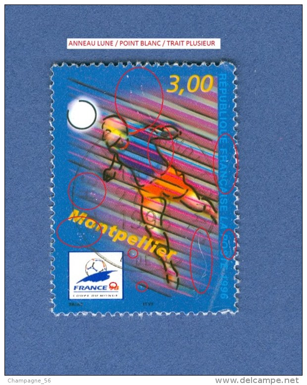 * 1996 N° 3011 FRANCE 98 OBLITÉRÉ 26.6.1996 NUANCE COULEUR - Used Stamps
