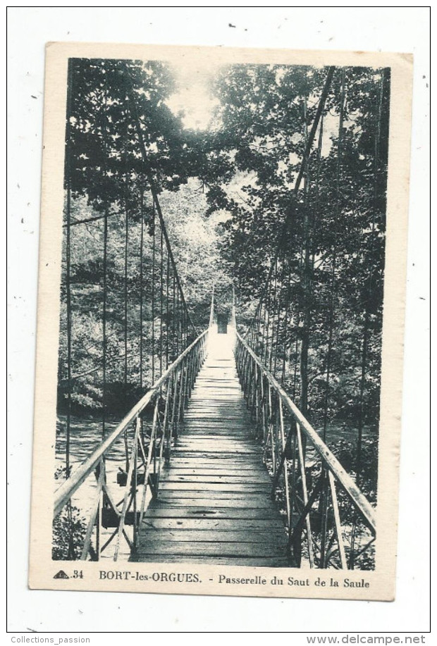 Cp , 19 , BORT LES ORGUES , Passerelle Du Saut De La SAULE , Voyagée - Altri & Non Classificati