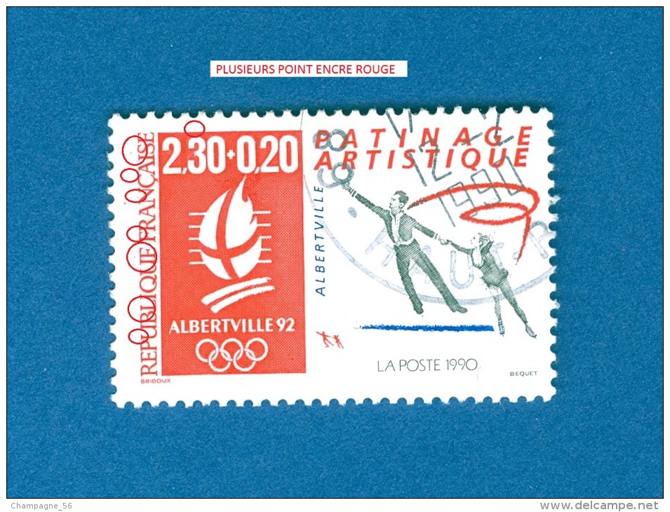 * 1990  N°  2633  ALBERTVILLE  PATINAGE 12.2.1990 OBLITÉRÉ  DOS CHARNIÈRE - Used Stamps