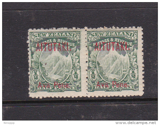 Cook Islands -Aitutaki SG 1 1903 Half Penny Green Pair Mint - Cookeilanden